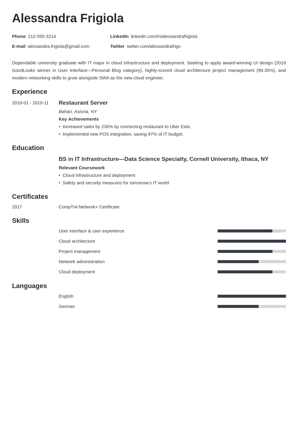 Entry Level & Internship template preview